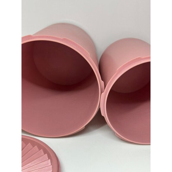 VTG Tupperware Rose Canister Set of 2 with Lids Retro Kitchen Storage 5.5"x7.5" - Picture 6 of 7
